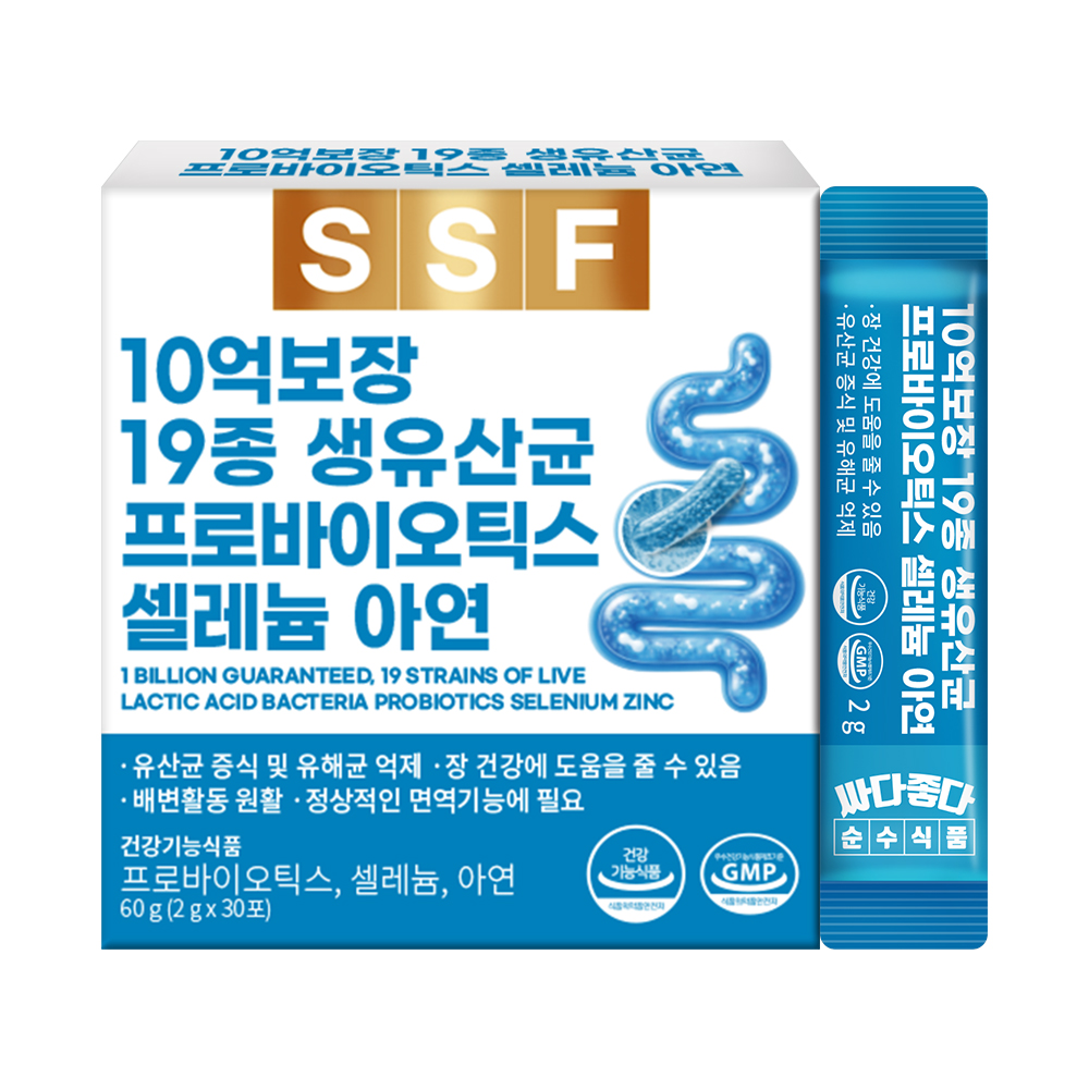 토스 ) 순수식품 10억보장 19종 생유산균 프로바이오틱스, 셀레늄, 아연, 30포, 1박스