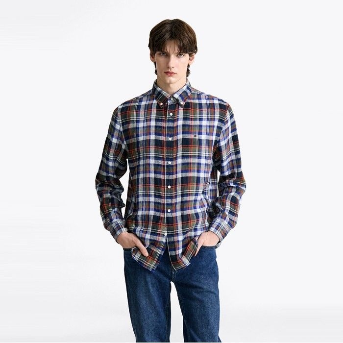 타미힐피거 린넨 멀티 체크 셔츠