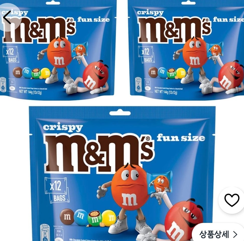 엠앤엠즈 크리스피 초콜릿 144g 3개