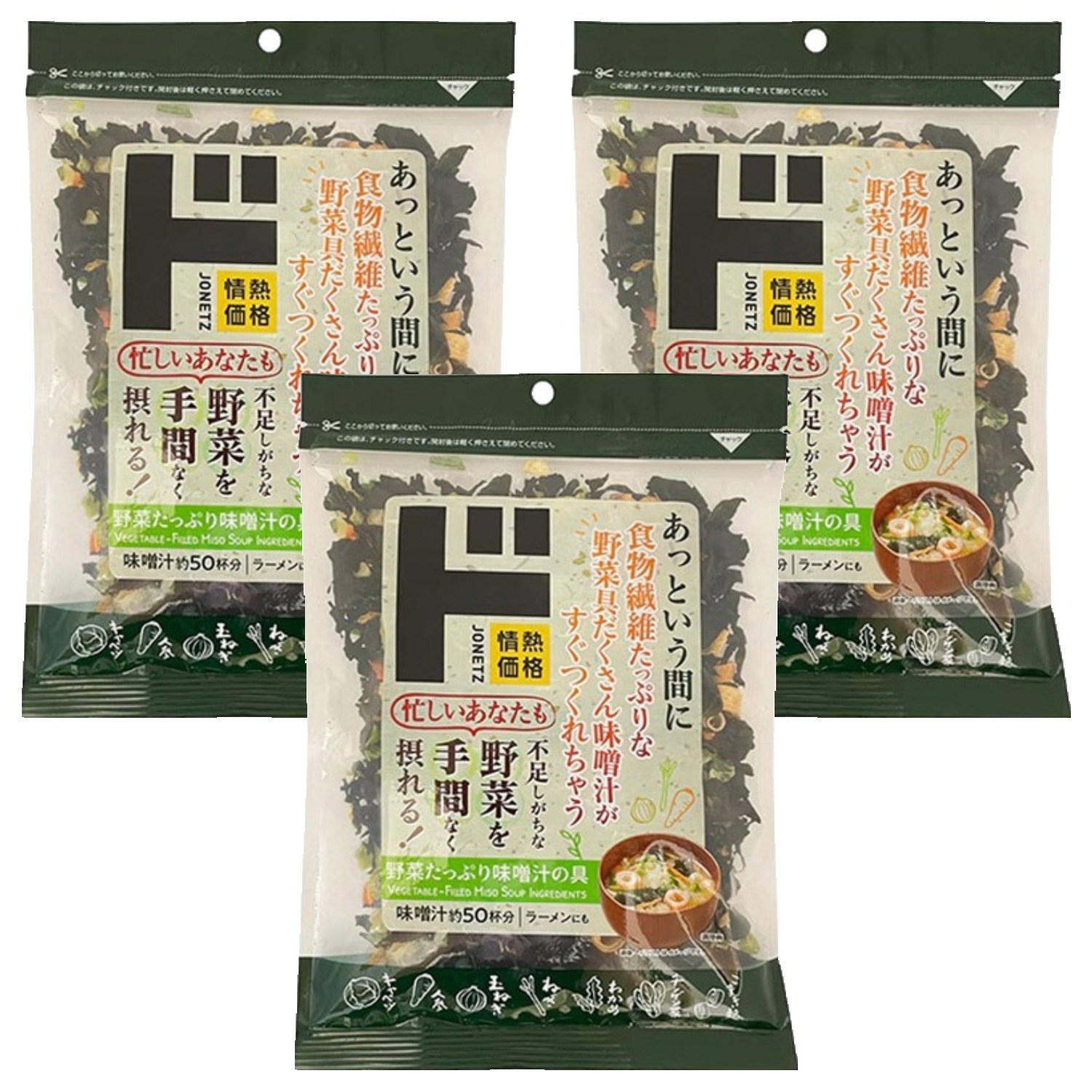 조네츠 채소 듬뿍 미소 시루 건더기, 100g, 3개
