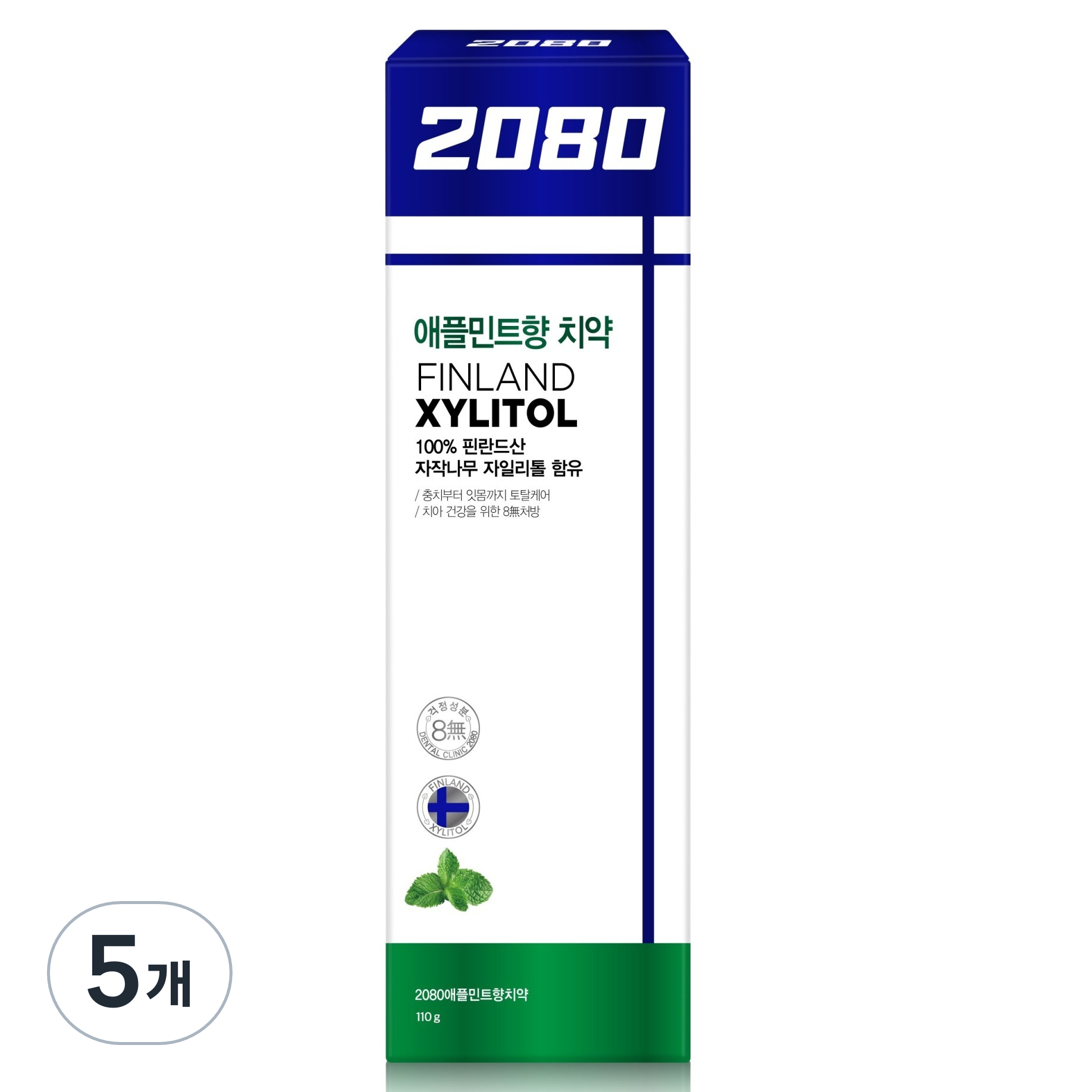 2080 자일리톨 애플민트 치약 110g 5개