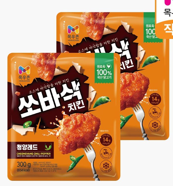 목우촌 쏘바삭 치킨 청양레드맛 300g 2개