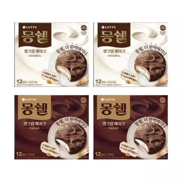 몽쉘 생크림 케이크 오리지널 408g 2개 + 카카오 408g 2개