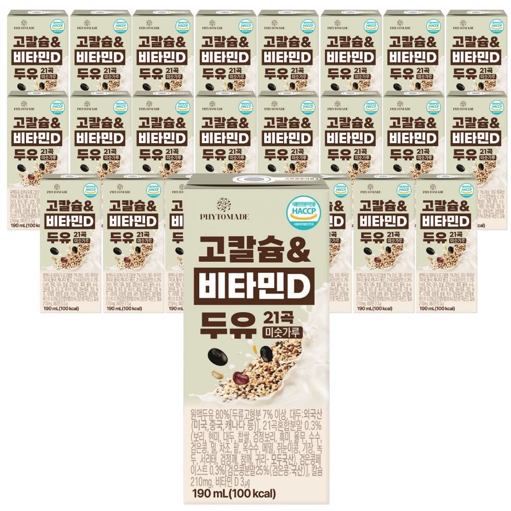 고칼슘 비타민D 두유 21곡 미숫가루 190ml 24개