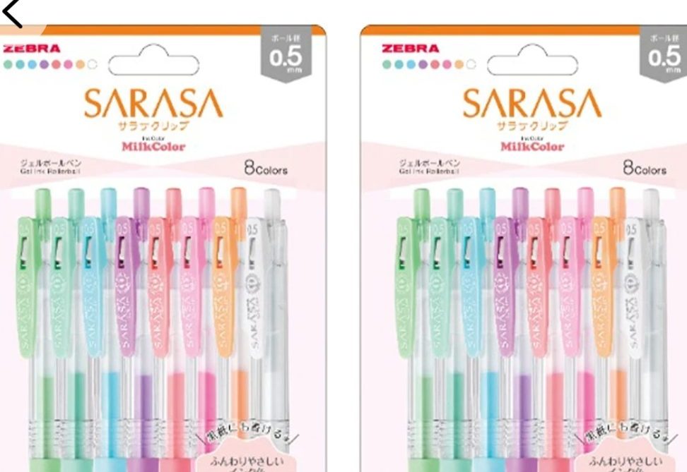 제브라 사라사 클립 젤펜 0.5mm 8색 세트, 밀크컬러, 2개