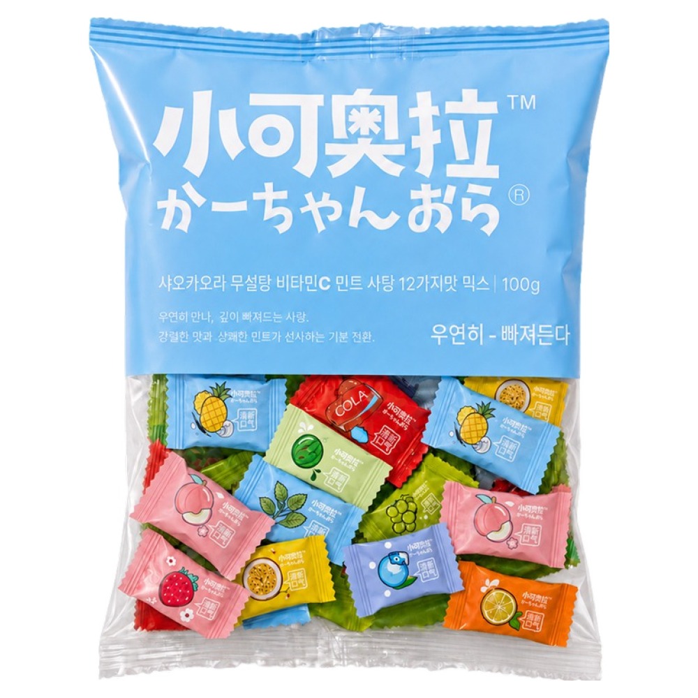 샤오커오라 민트향 비타민C 과일 12종 믹스 무설탕 사탕 캔디, 100g, 1개