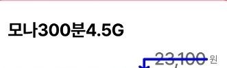 유플러스망 통화 300분, 데이터 4.5GB