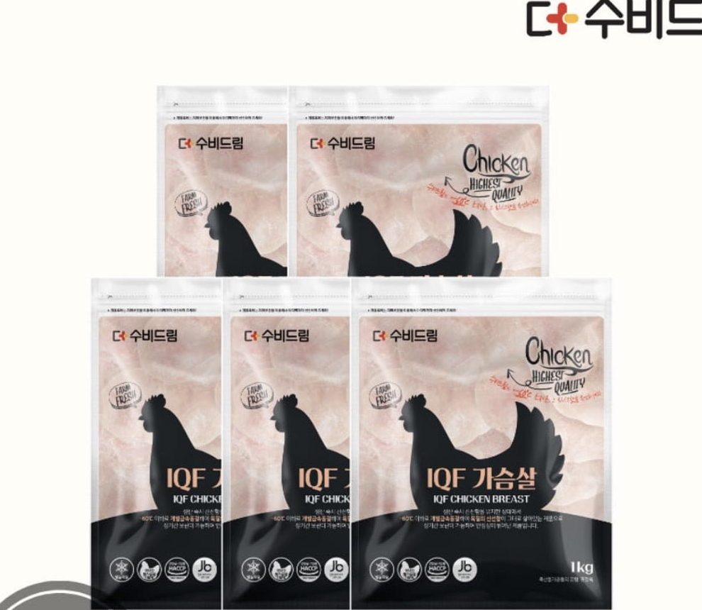 수비드림 IQF 냉동 닭가슴살 1kg x 5팩