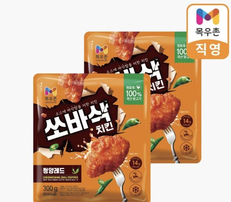 목우촌 쏘바삭 치킨 청양레드맛 300g 2개