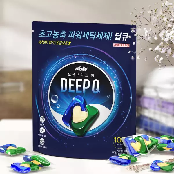 딥큐 3in1 캡슐세제 오션브리즈 100개 무배