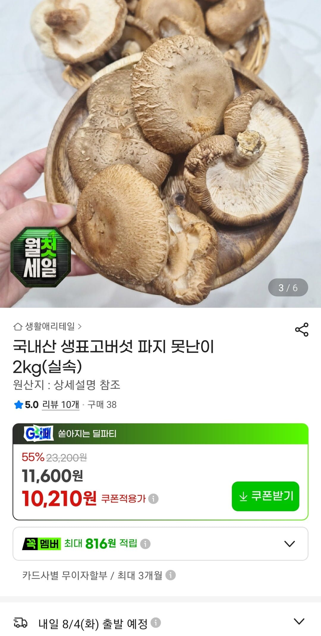 생표고버섯 2kg