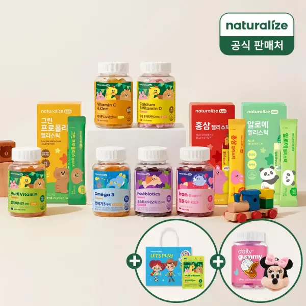 네추럴라이즈 키즈 비타민 꾸미 10종 중 2박스 선택 + 디즈니 유산균 구미