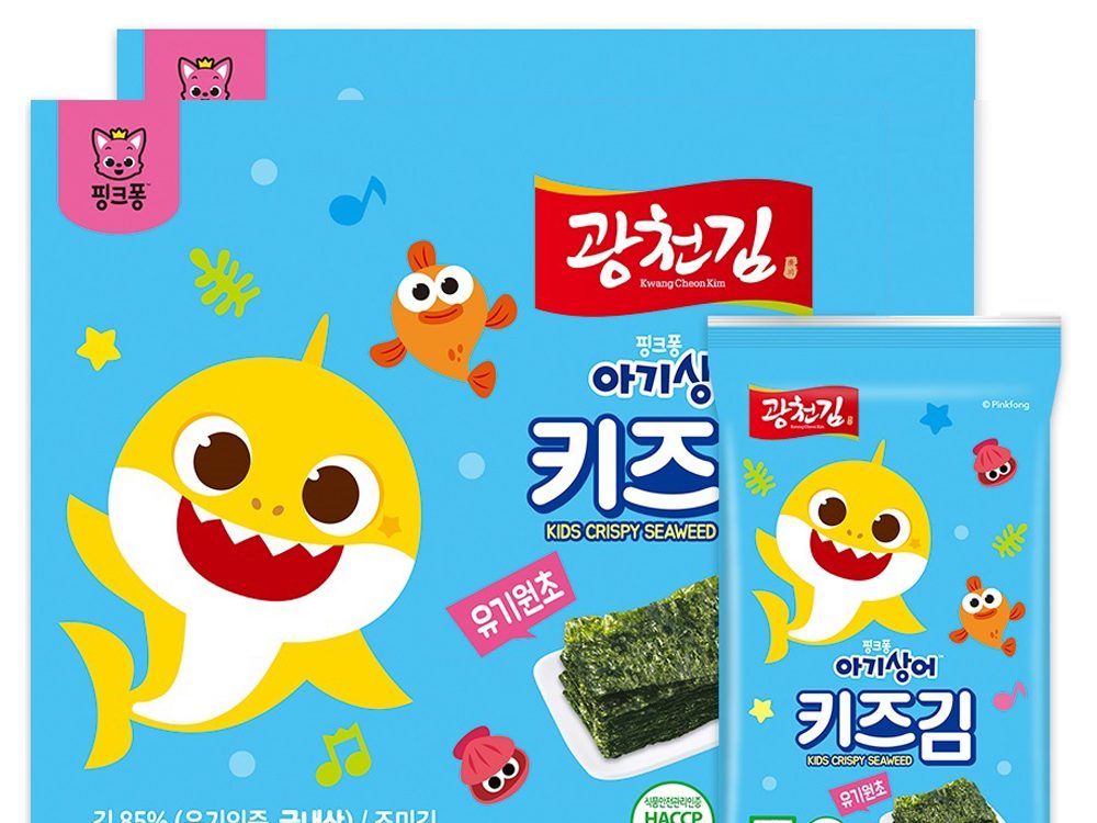 광천김 핑크퐁 아기상어 유기 키즈김 20g 2개