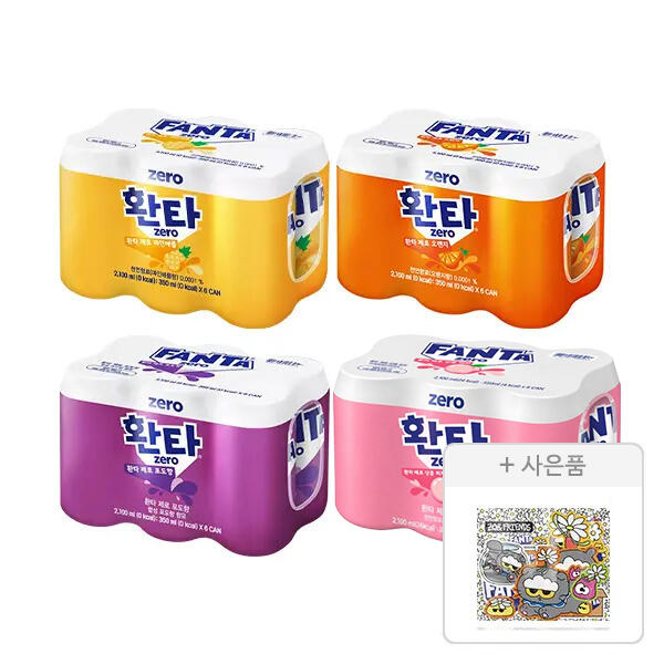 환타 제로 파인·오렌지·포도·피치 350ml 6캔