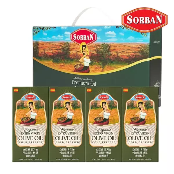 소르반 선물세트 유기농 엑스트라 버진 올리브오일 스틱 14포 4개