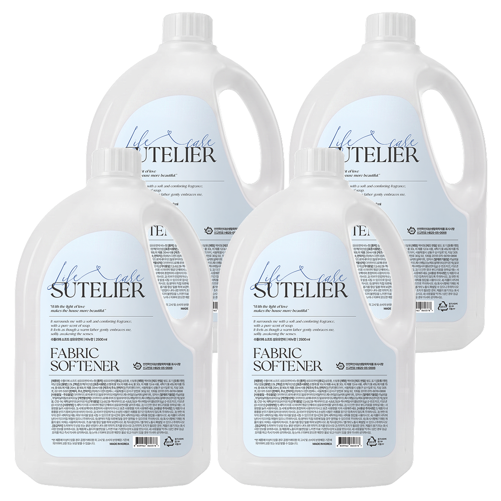 수뜰리에 소프트 섬유유연제 비누향 2.5L 4개