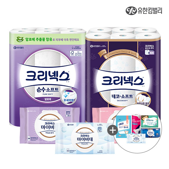 크리넥스 3겹 데코&소프트 28M 24롤 2팩