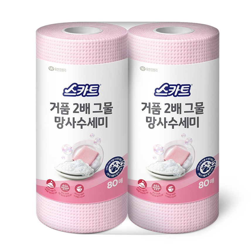 스카트 거품 수세미 80매 2팩