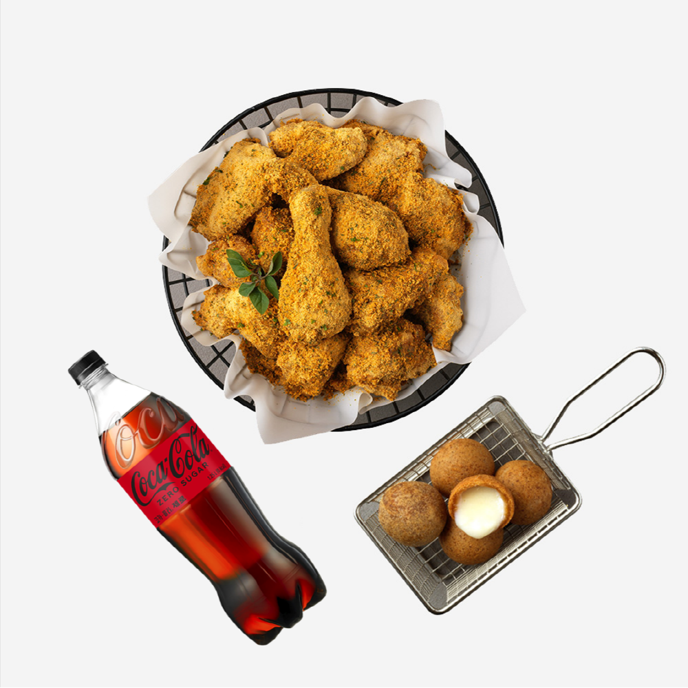 뿌링클+치즈볼+코카-콜라제로 세트