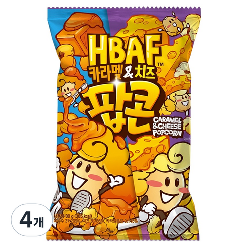 바프 카라멜 앤 치즈 팝콘 80g 4개