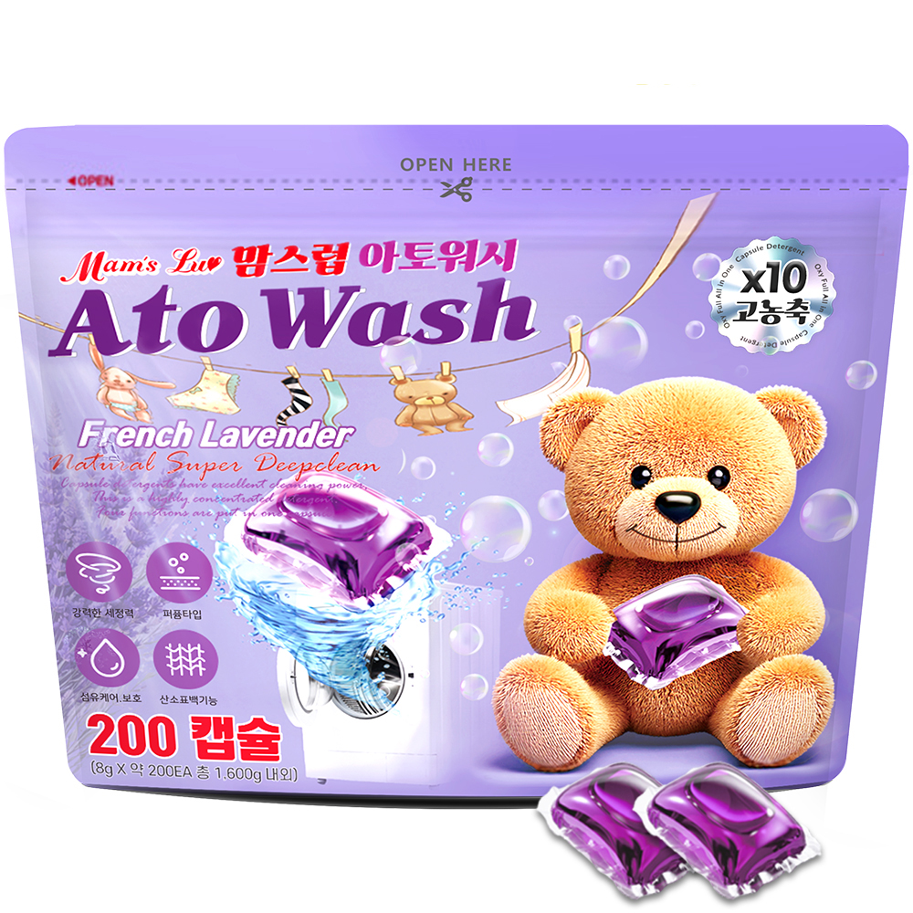 맘스럽 아토워시 프렌치 라벤더 캡슐세제 파우치형, 8g, 200개입