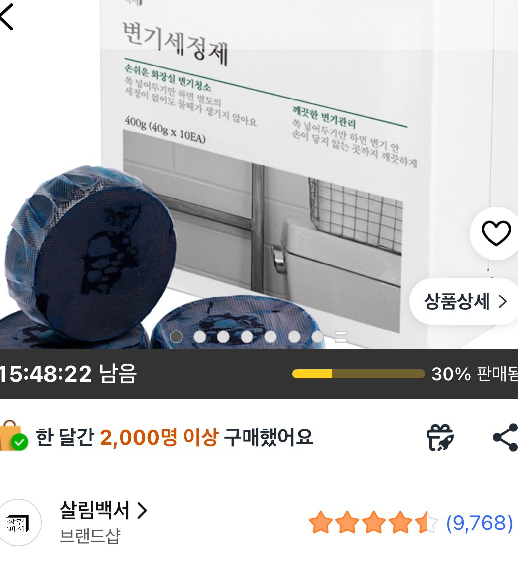 살림백서 변기세정제 40g×10개