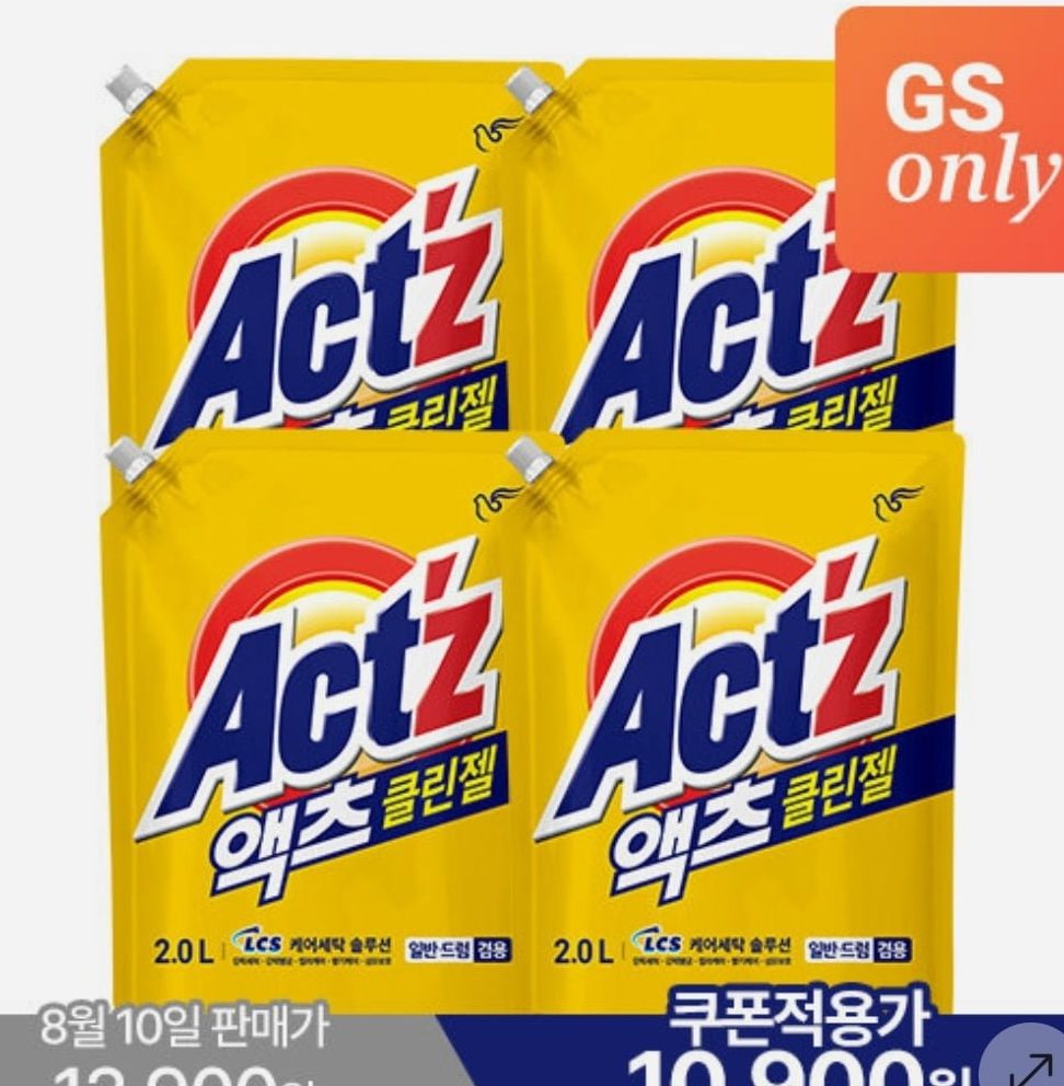 피죤 액츠 세탁세제 클린젤 2L 리필 4개