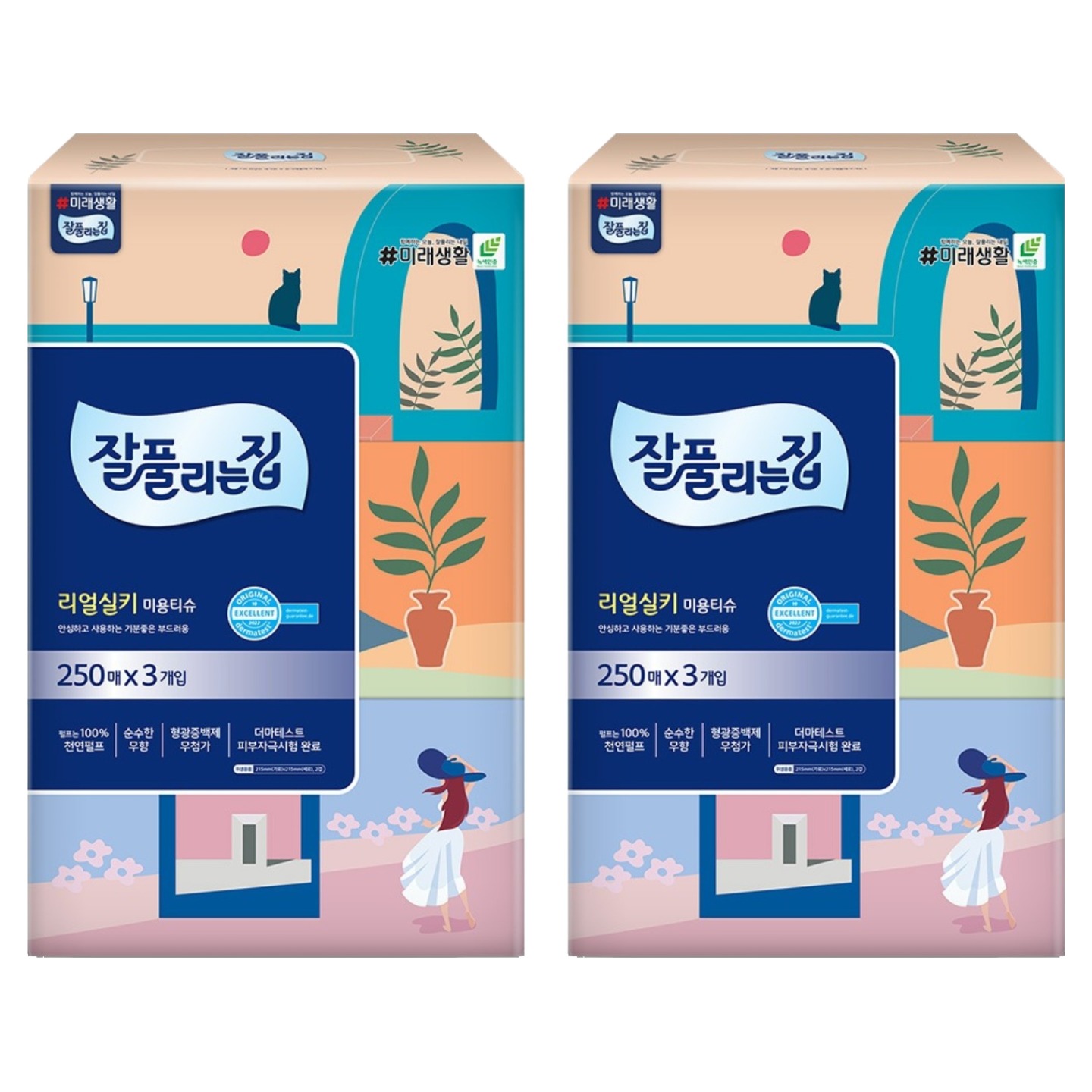 크리넥스 보습 에센스 로션 천연펄프 미니 미용티슈 3겹, 150매, 6개