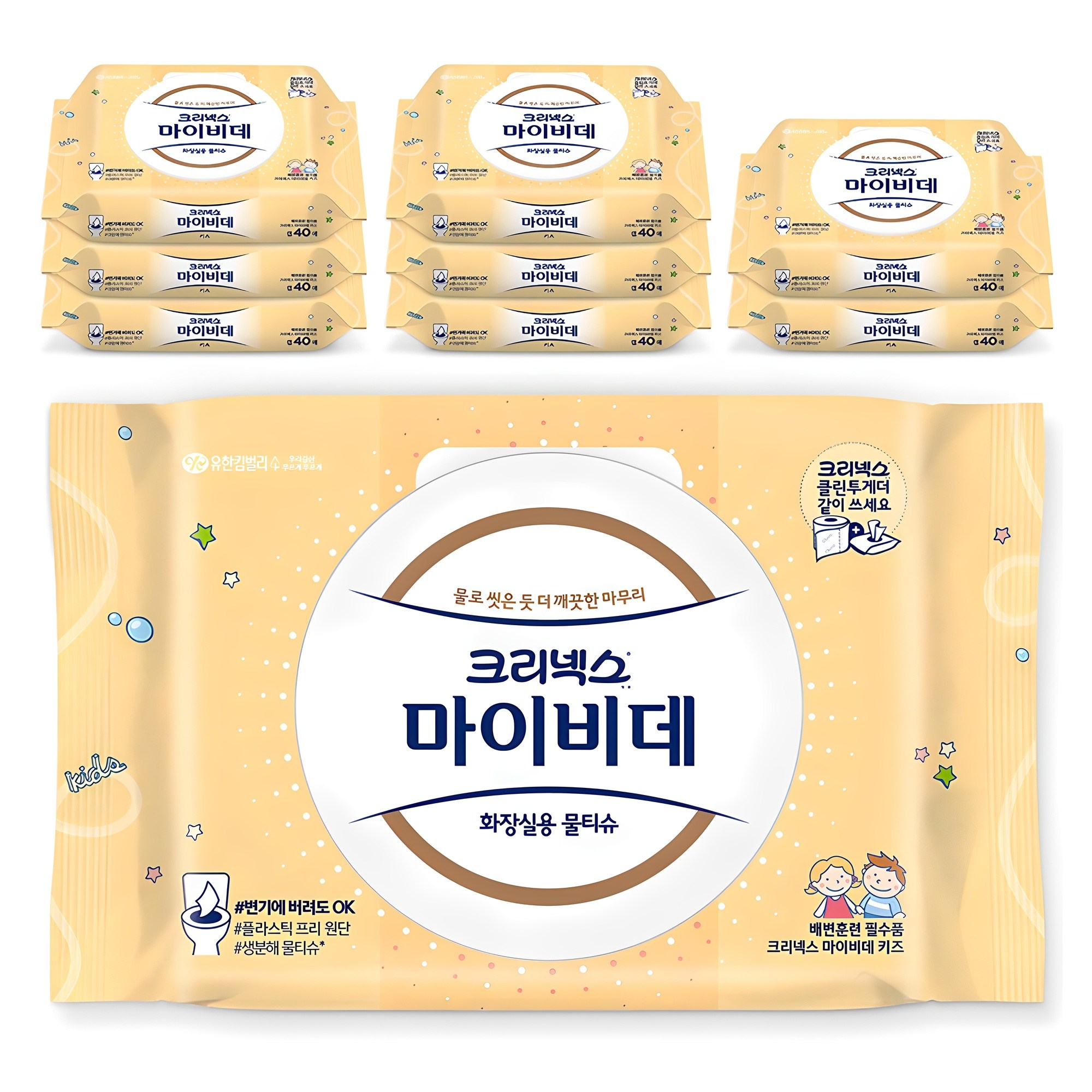 마이비데 키즈 화장실용 물티슈 캡형 40매 × 9팩