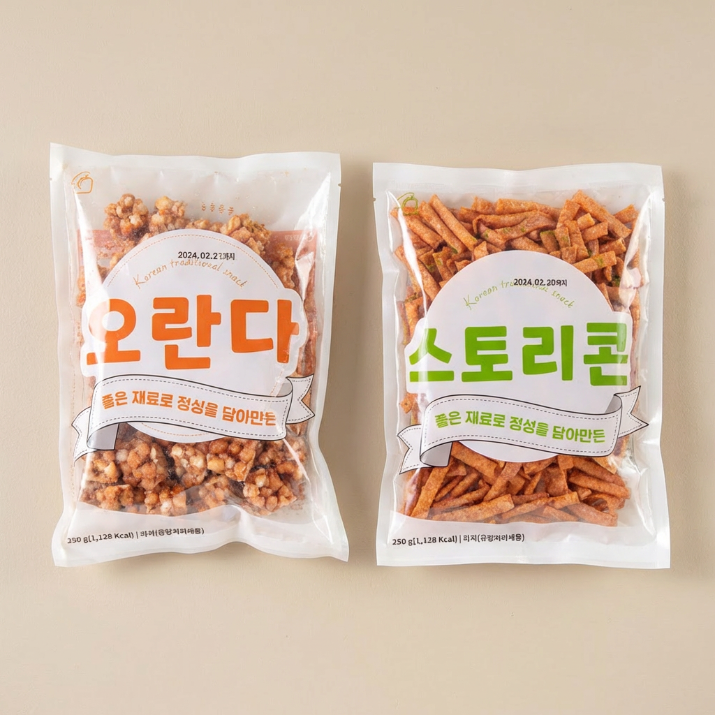 추억의 옛날 과자 4종 모음, 오란다 250g 1봉 + 스토리콘 250g 1봉 + 고구마형 270g 1봉 + 왕소라 270g 1봉, 1세트