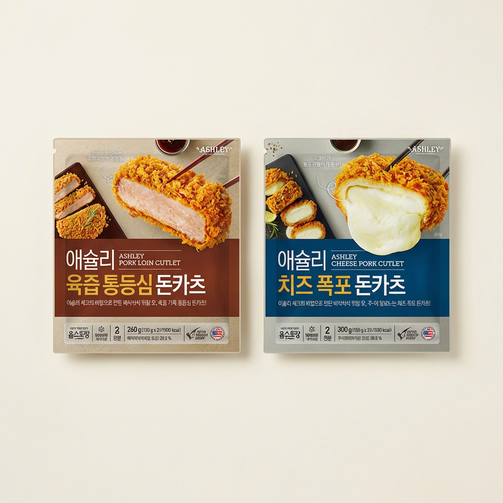 애슐리 육즙 통등심 돈카츠, 260g, 1개 + 치즈 폭포 돈카츠, 300g, 1개