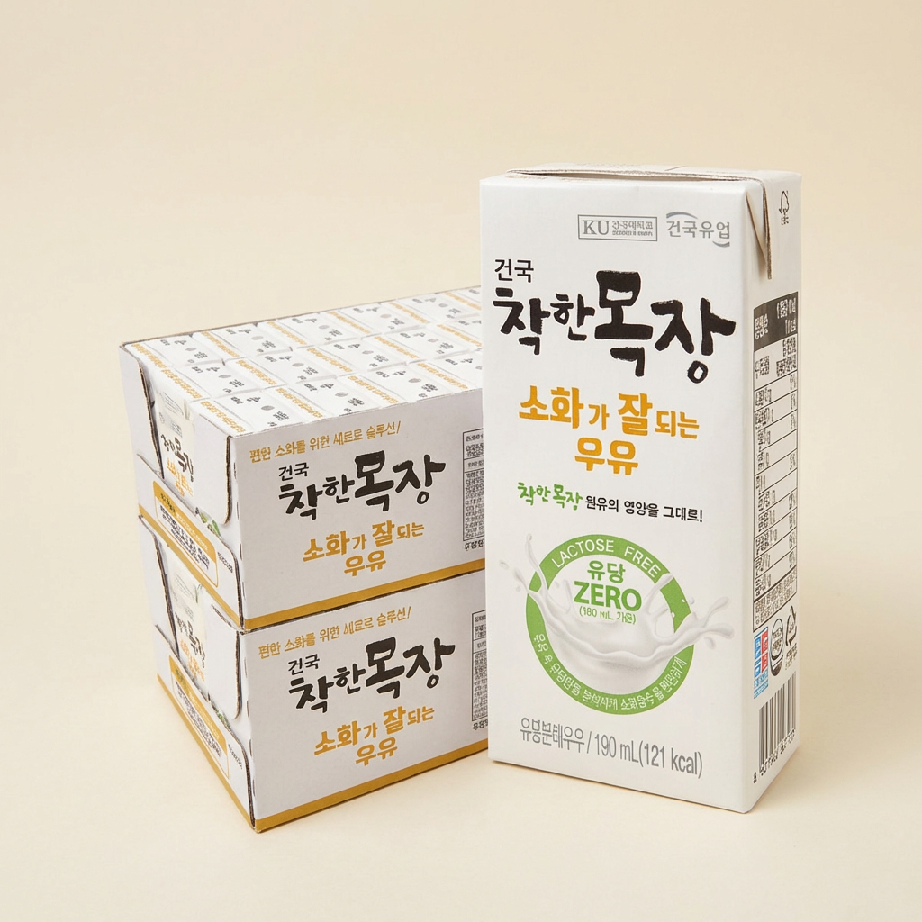 건국유업 착한목장, 소화가 잘되는 우유, 190ml, 48개