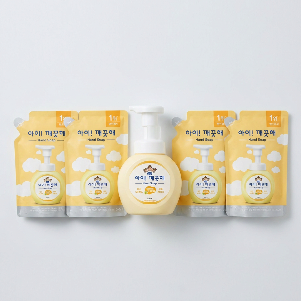 아이깨끗해 항균 폼 핸드솝, 순, 250ml, 1개 + 리필, 200ml, 4개