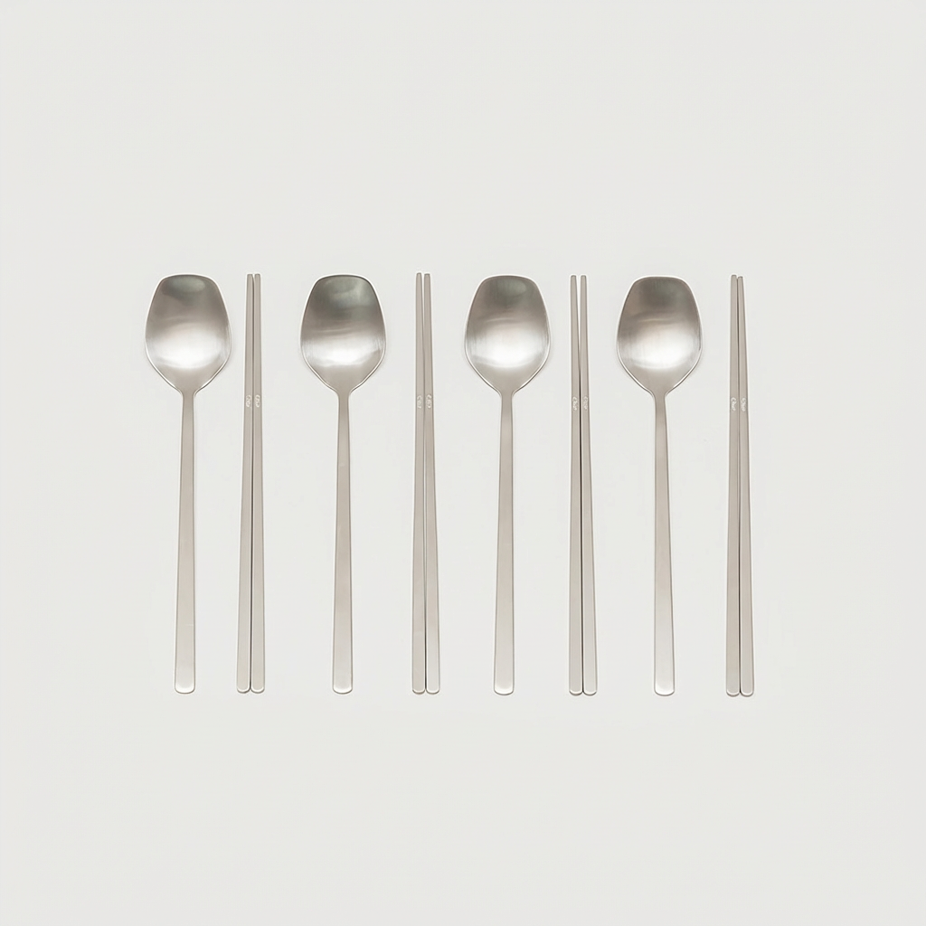 메종오브제 딜라잇 샤틴 실버 수저세트, 디너 스푼, 4P + 젓가락, 4P