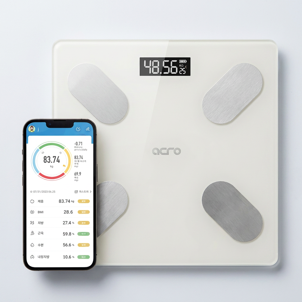 ACRO 스마트 디지털 체중계, ibody-100, 화이트, 1개