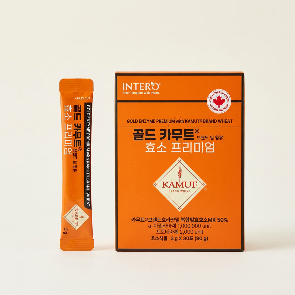 인테로 골드 카무트 브랜드밀 함유 효소 프리미엄, 3g, 30포, 3박스