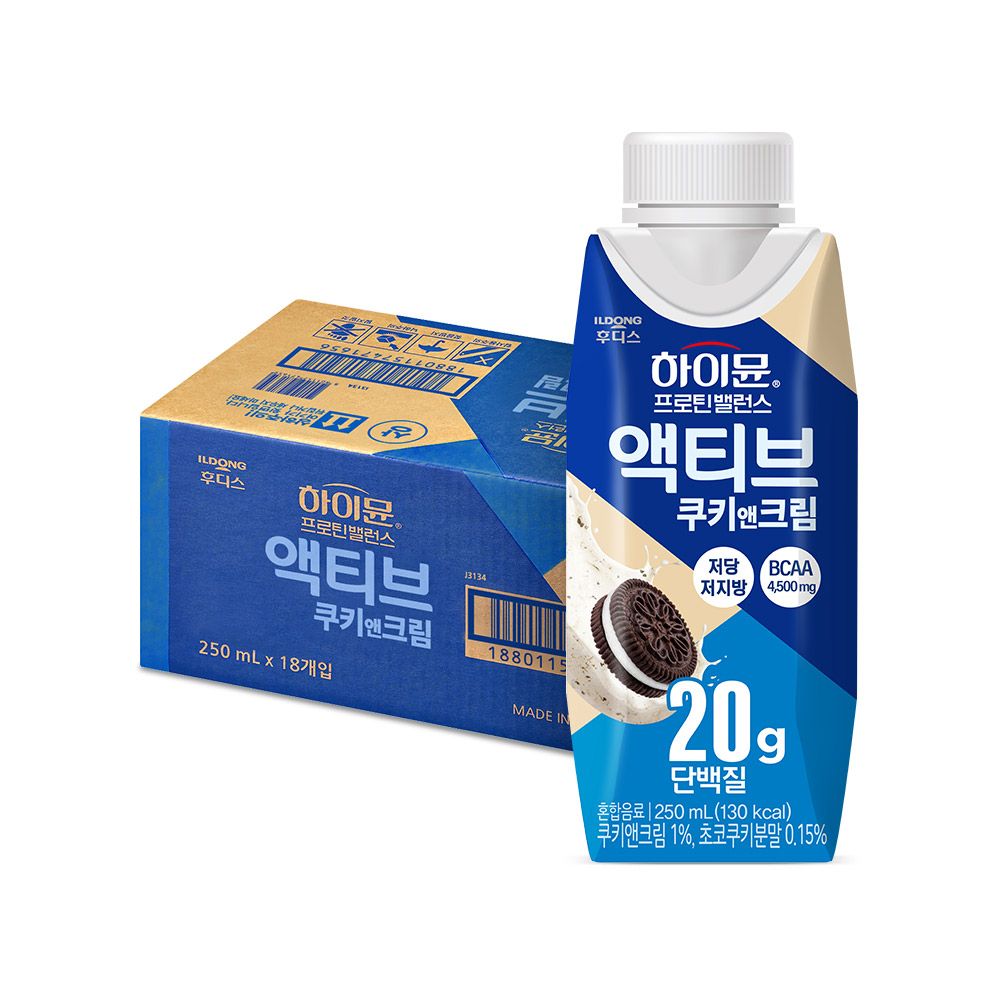 일동후디스 하이뮨 프로틴 밸런스 액티브 쿠키앤크림, 250ml, 18개