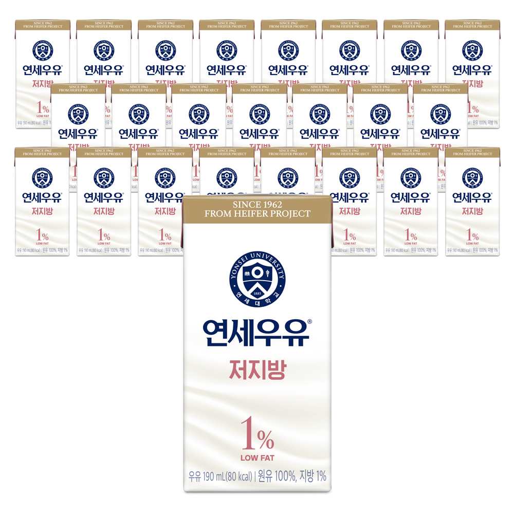 연세우유 멸균우유, 저지방, 190ml, 24개