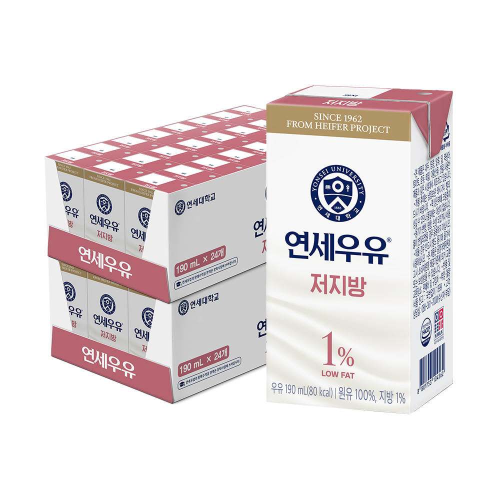 연세우유 멸균우유, 저지방, 190ml, 48개