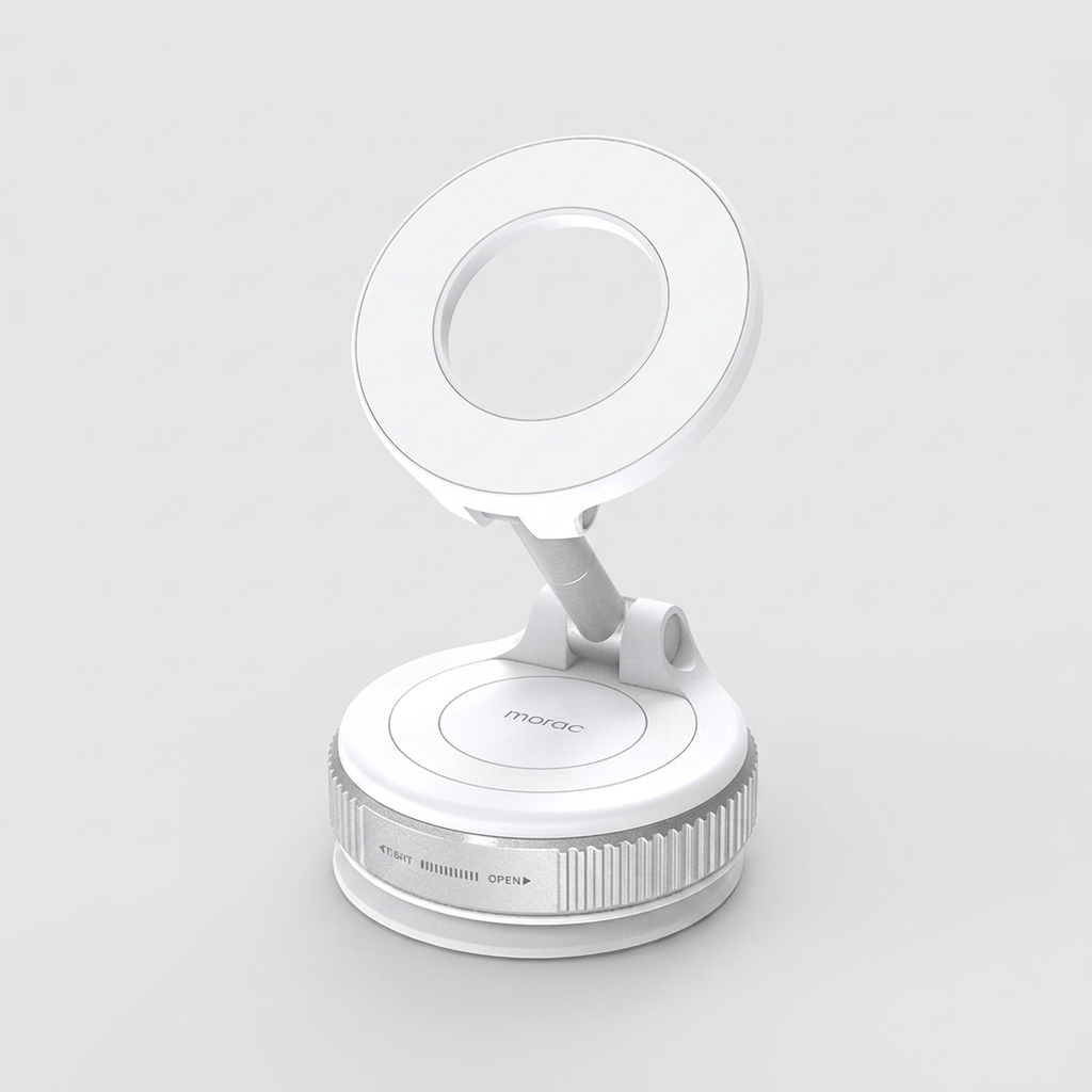 모락 진공 흡착 접이식 차량용 맥세이프 자석 거치대, 화이트, 1개