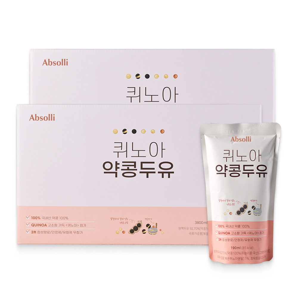 앱솔리 퀴노아 약콩 두유, 저당, 190ml, 40개