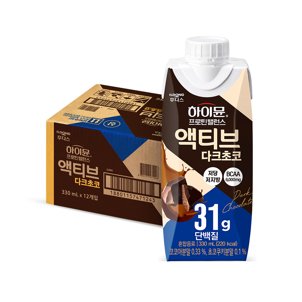하이뮨 프로틴밸런스 액티브 다크초코, 330ml, 12개