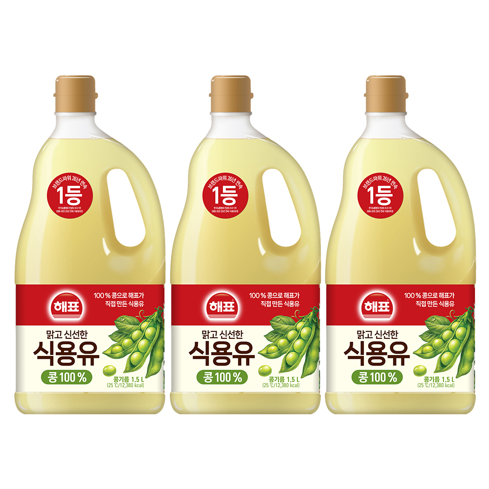 해표 콩기름, 1.5L, 3개