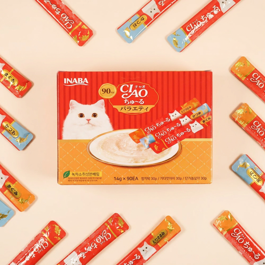 이나바 챠오츄르 고양이 간식, 참치, 닭가슴살, 가다랑어, 14g, 30개입, 1개