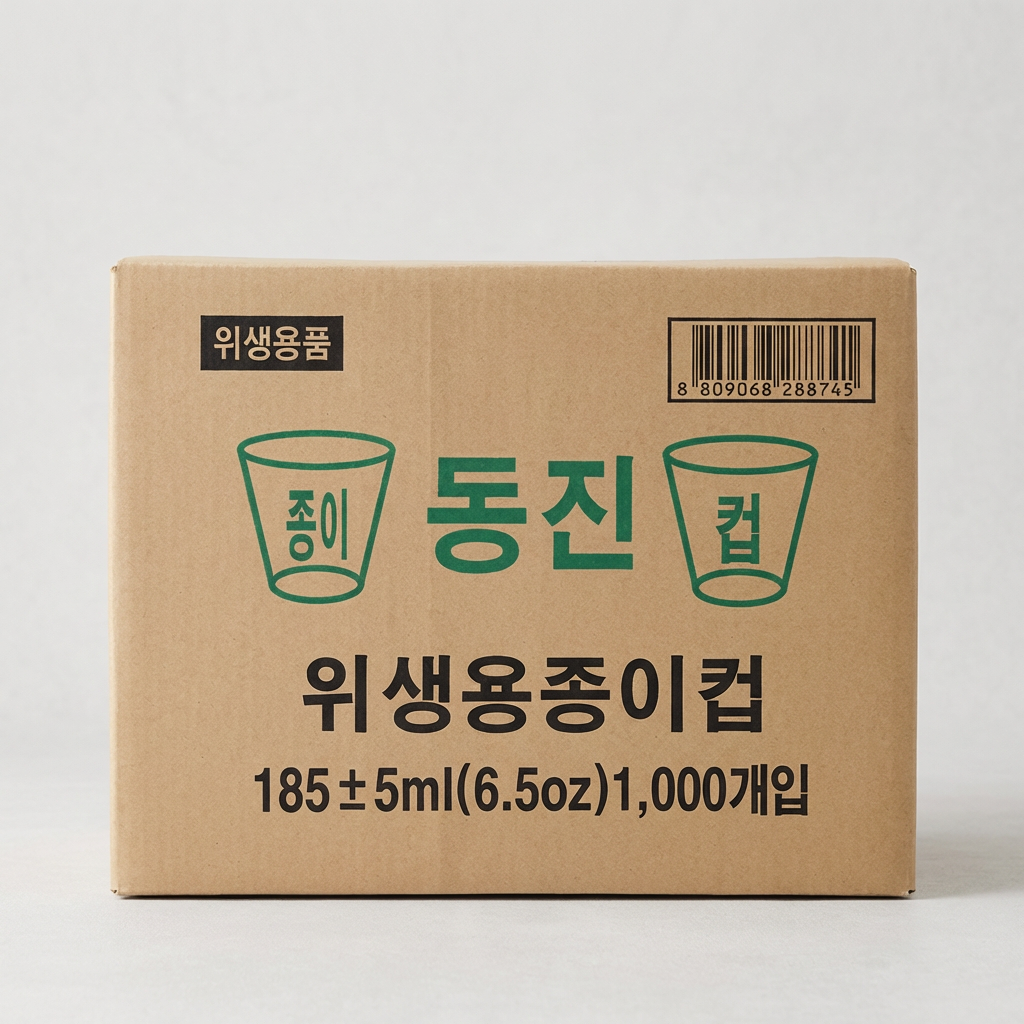 동진 종이컵, 6.5oz, 185ml, 무형광 천연펄프, 1000개, 1박스