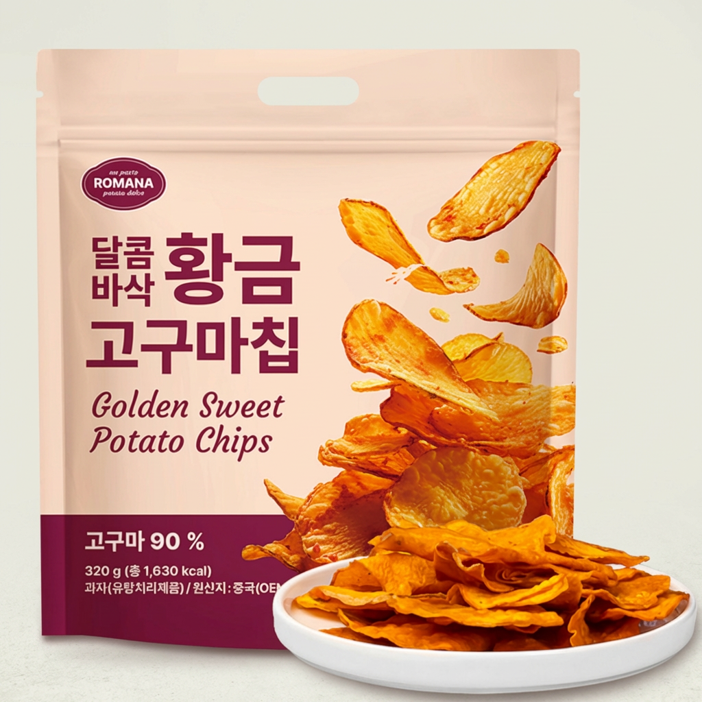 로마나 달콤바삭 황금 고구마칩, 320g, 4개
