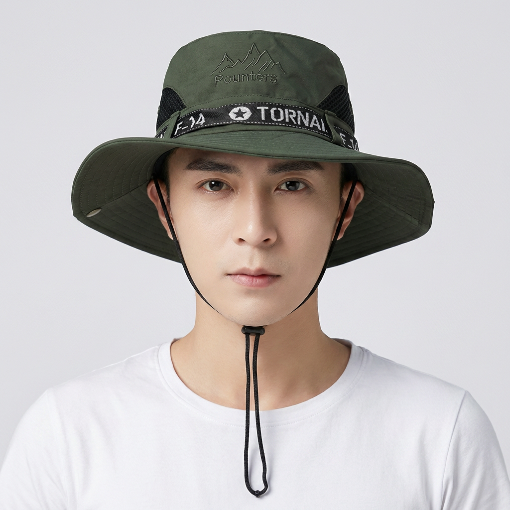 옴미 마운틴14 등산 자외선차단 벙거지 F14, 다크그린, 59Cm, 1개