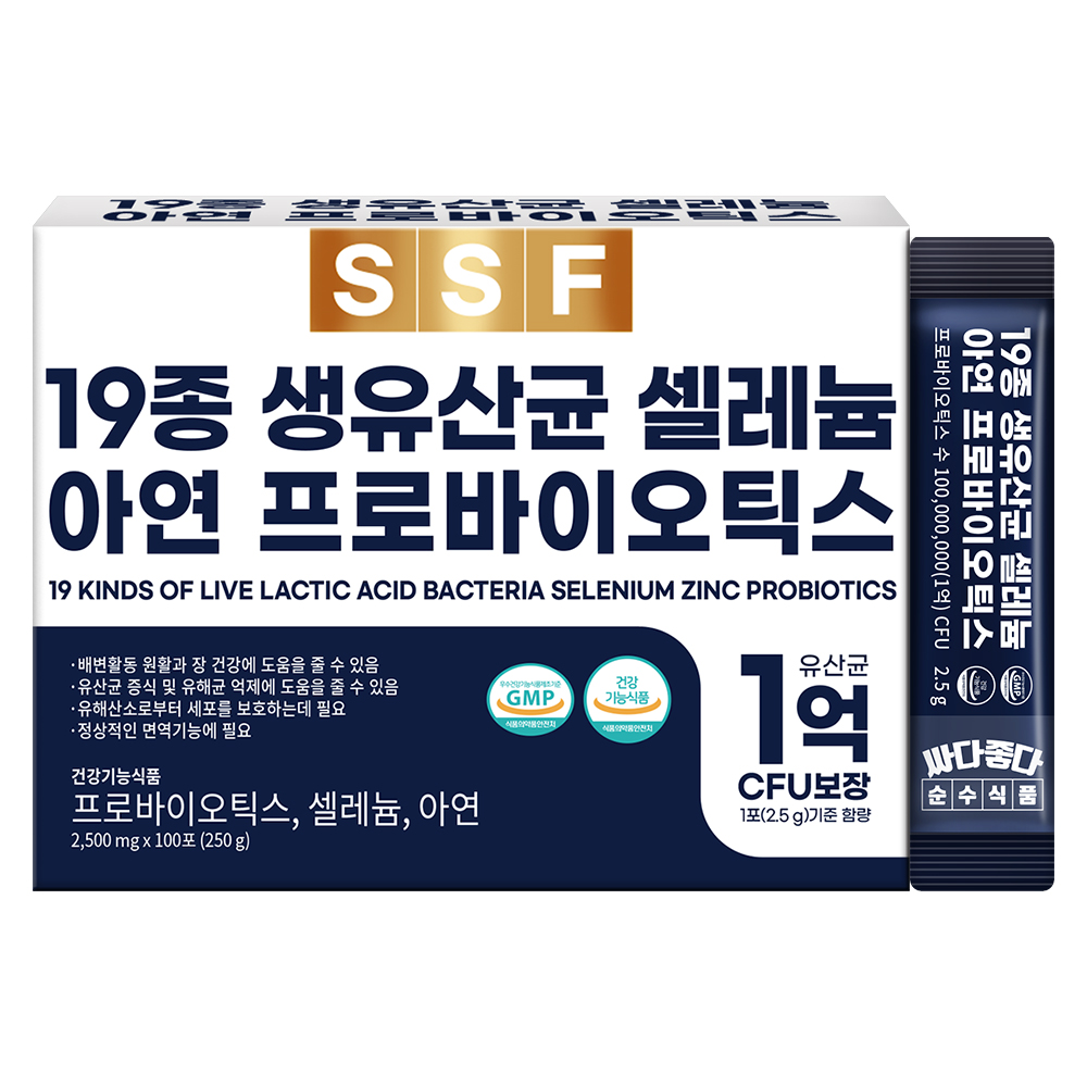 순수식품 19종 생유산균 셀레늄 아연 프로바이오틱스, 100포, 1박스