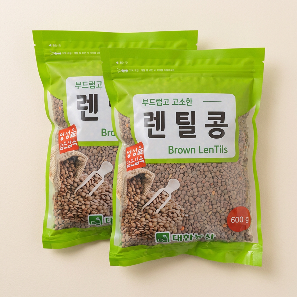 대한농산 브라운 렌틸콩 , 600g, 2개