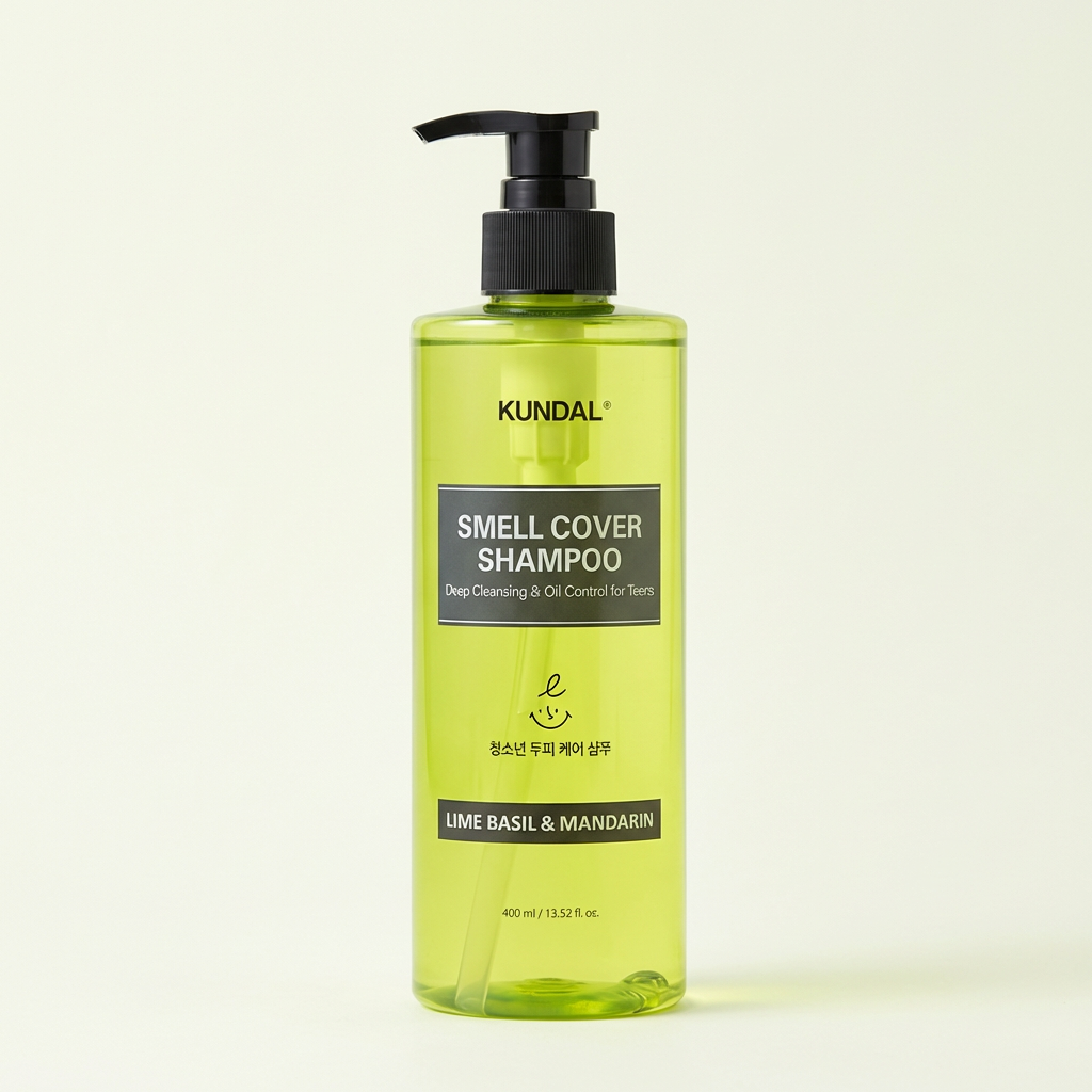 쿤달 올데이 스멜커버 청소년 샴푸, 라임바질 앤 만다린, 400ml, 1개 + 증정 샴푸, 랜덤향, 400ml, 1개